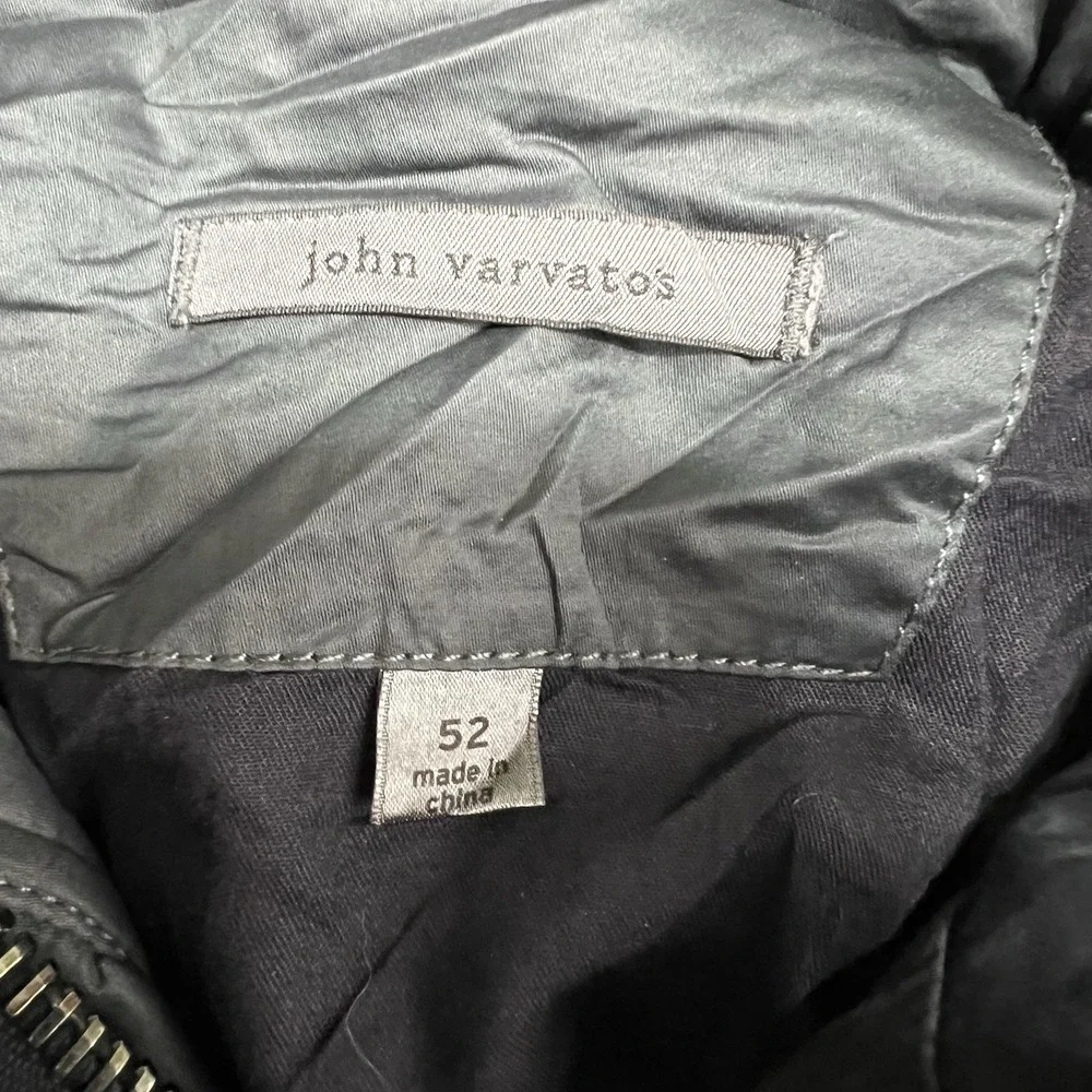 John Varvatos Waxed Cotton Shell Rain Jacket Blue Men's 52 Zip‎ Up Hooded